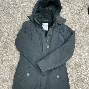 Aeropostale Dark Gray Hooded Utility Jacket